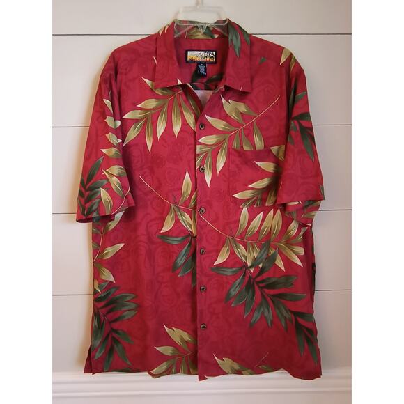 Havana Jack's Cafe Shirt Men's Size M Red Tropical Print Short Sleeve Button up - Picture 4 of 11